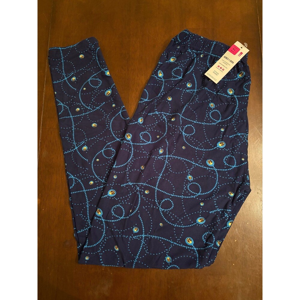 Agnes & Dora women’s leggings XL high waisted soft blue fireflies camping